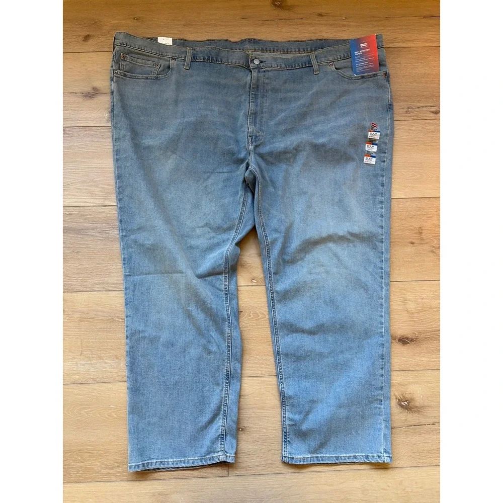 Levis 541 Athletic Taper Jeans Mens 60x32 Big & Tall Light Wash Stretch Denim‎